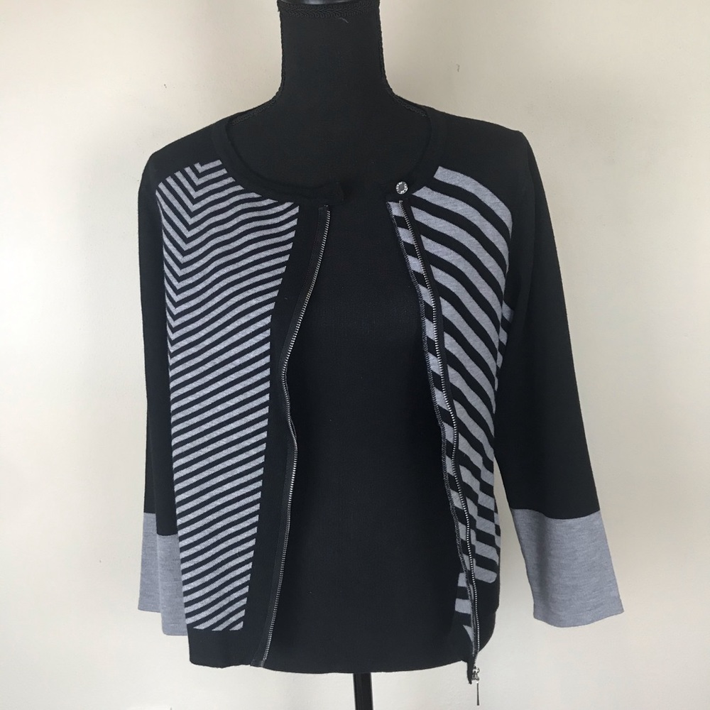 Ravel Black Grey Striped Jacket M